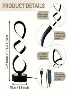 1 Stück klassische Schlangen-förmige spiralförmige LED-Schreibtischlampe - Schlafzimmer-Dekor Nachtlicht mit 3-farbiger dimmbarer Steuerung, USB-betrieben, moderne dekorative Lampe für Zuhause, Büro, Bar, Party, Schreibtisch-Beleuchtung, Mode-Lampe für das Jahr der Schlange