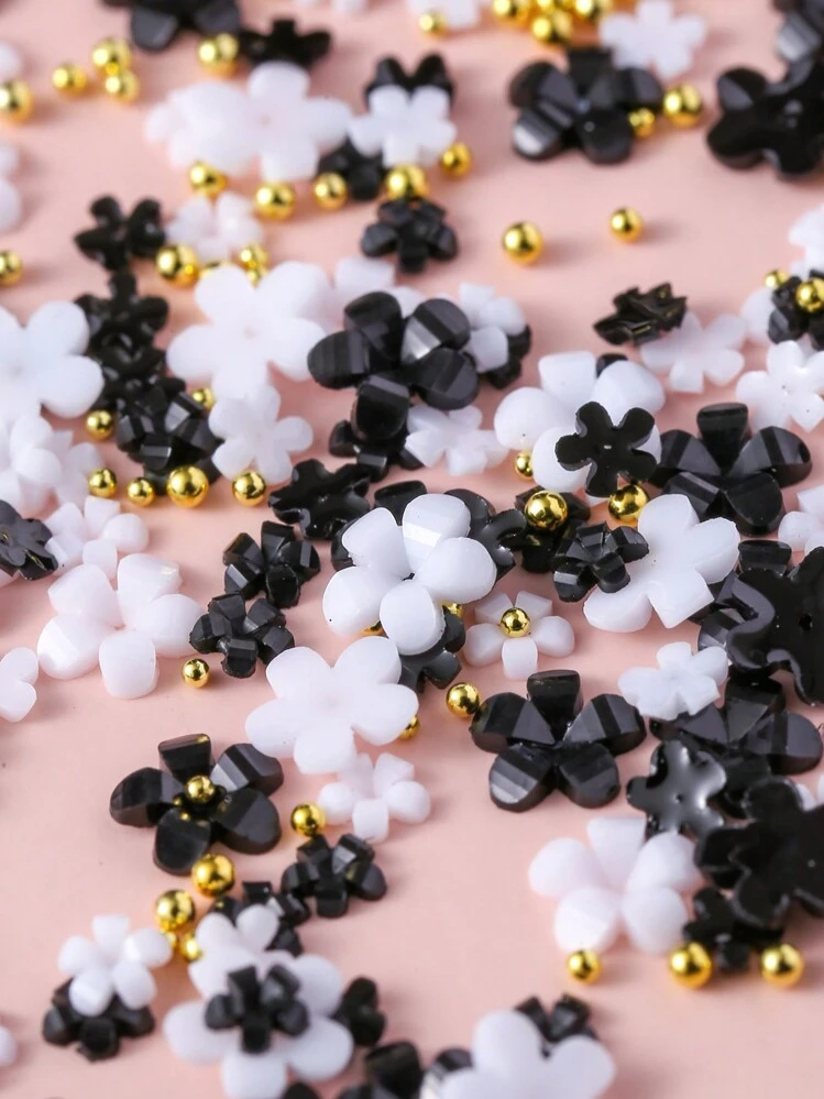458 Stück/Beutel geruchslos 3D Kirschblüten weiß, rosa, schwarz Sonnenblume gemischte Größen Harz Strass Nageldekoration DIY Mehrfarbige Mischung, einfach, süß, geruchlos, mehrere Größen Mini-Fünfblüten-Blumen, mehrere Stile Serie rosa, weiß, schwarz Blumen Nagel Schmuck Stahlperle Nagel Zubehör Nägel Nagel Dekoration Nagel Edelsteine - Verschiedenfarbig - Übersicht 2