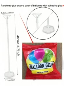 6件/套塑料气球支架，简约透明塑料气球支架，适合派对，情人节装饰派对用品（随机赠送一包胶水） - 白色 - 查看 2