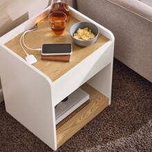 SoBuy Bedside Table Nightstand Side Table End Table Sofa Side Table Lamp Table White And Natural W45 X D40 X H55cm FBT128-WN - White - View 10