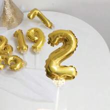 1pc Mini Birthday Party Balloon Ins Cake Tag Balloon Mini Digital Balloon Gold Digital Balloon, Trang trí bánh, Bố trí tiệc, Phụ kiện bó hoa, Trang trí sinh nhật, Giáng sinh - bong bóng nhỏ màu vàng - Xem 7