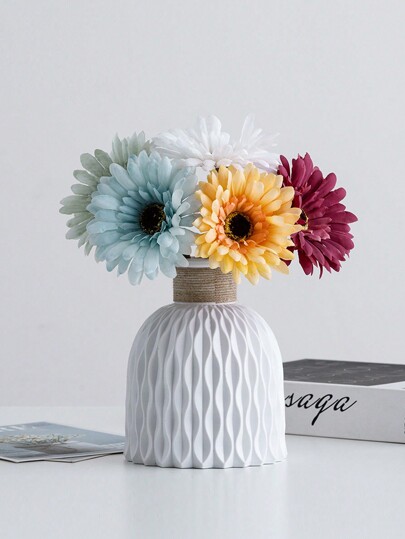 1Pc Moderne Plastic Flower Vase, Unbreakable Wit Vase Pampas Grass, Nordic Minimalist Home Aesthetic Room Living Room, Office, Bedroom Centerpiece Tafel ation, Perfect Halloween Glass view 4