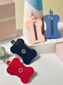 1 件皮革狗屎袋分配器，带骨头形宠物垃圾袋支架 - 彩色 - 查看 5