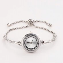 2023 New Women Watch Girls Fashionable Casual Quartz Watch With Beaded Strap, Birthday Gift For Women As A Gift For Students Returning To School - Silver - View 6
