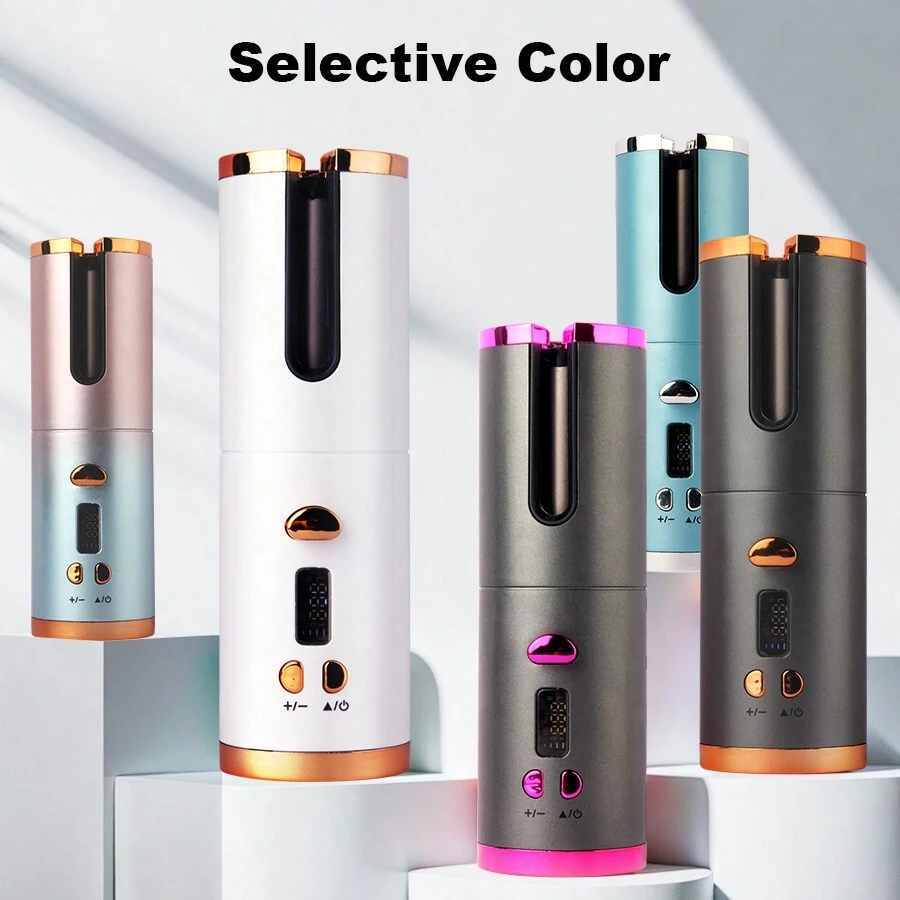 1pc USB Rechargeable Portable Wireless Electric Curling Iron, Auto-Rotating Curling Wand, 2-In-1 Curling & Straightening Iron, Mini Home Automatic Styling Hair Curler, Gift For Holiday, Multi-Color Available