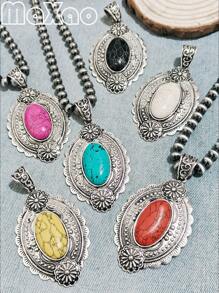 Vintage-Inspired Large Concho Pendant Multi-Layered Necklace For Women, Available In Different Colors To Match Various Outfits, Great As Self-Purchase Or Gift For Best Friends, More Vintage Styles Available In-Store