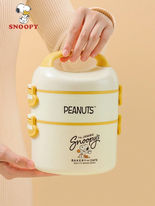 SNOOPY 1 pieza Caja de Bento aislada con diseño de Snoopy, caja de almuerzo con calentador de acero inoxidable para picnic al aire libre y camping, lonchera térmica portátil de doble capa para trabajadores de oficina y estudiantes