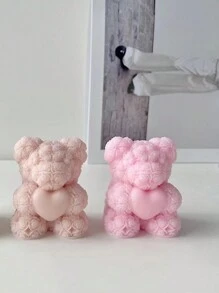 Stampo in silicone per candele a forma di cuore, rosa, orsacchiotto
