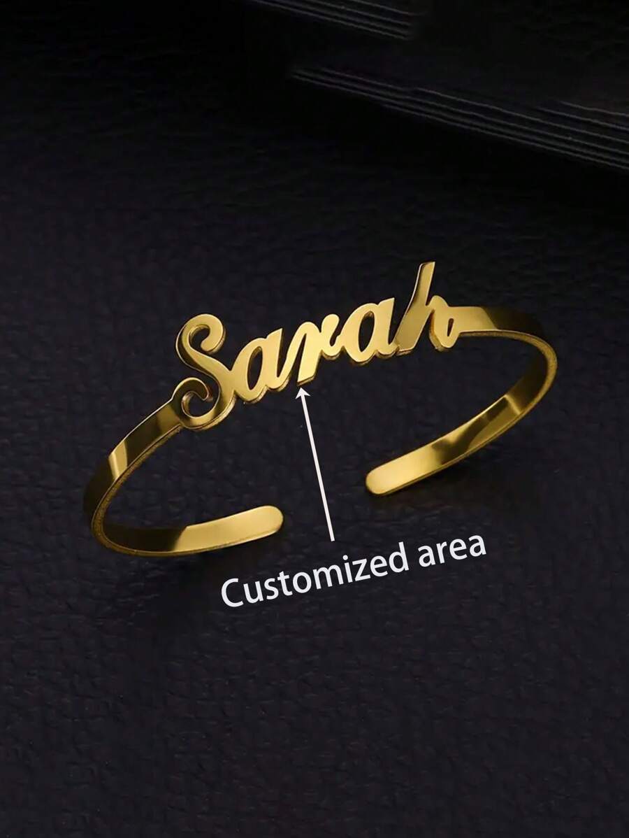 1PC Customized Stainless Steel Bracelet For Girl - Hip Hop & Minimalist Style With Personalized Engraving, Ideal Gift For Best Friends,Multi-Functional,Ornamental,Letter,Engraved,Tidy,Colorful,Cute,Kawaii,Adorable,Casual,Custom,Personalised,Unique,Customized,Baby Gifts,Ideal Gifts For Him,Ideal Gifts For Her,Son,Daughter,For Children's Day,Customized Teen Fashion Jewelry,Chic Autumn,Easy Comfort,Birthday Gift