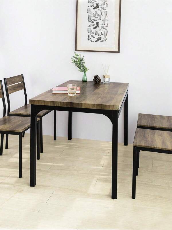 SoBuy OGT28-N+FST72-Nx4 5-teilig Essgruppe Esstisch mit 4 Stühlen Sitzgruppe Küche Küchentisch Holztisch Balkontisch