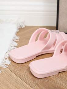 Dép lê đế bằng mùa hè cho nữ, dép đi trong nhà/ngoài trời, dép tắm, dép liền thân EVA nhẹ, dép họa tiết hoạt hình màu hồng dễ thương, dép đi biển. - Hồng - Xem 5