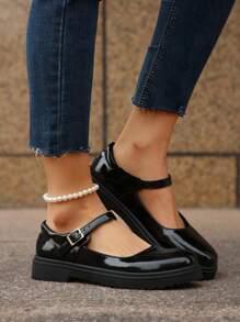 春秋季厚底一脚蹬乐福鞋，舒适粗跟青少年休闲鞋，学院风，百搭，适合学生