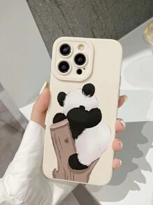 1pc Perforated Edged Panda Tree Stump Painting Thick Anti-Drop Protective Phone Case Compatible With Iphone 16/16Pro/16Plus/16ProMax, IPhone 15 ProMax, IPhone X/XS/XR/8/7/P/8Plus, Galaxy A50/A12/A32/A52/A72/A51/A21S/A13/A14/S22Ultra/S23/A33/A53/S20FE, Redmi 11/12Pro/12/12X/Note11/9A/9C/Poco X3 NFC/Redmi 10/9/Note9/12C/Note11Pro/Redmi 10C/Note8Pro - Multicolor - View 3