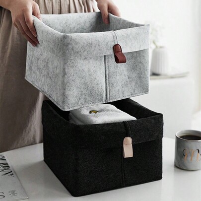1pc Felt Storage Basket, For Dorm Room, Bedroom, Living Room, Storage Box For Toys, Clothes, Household Items, Felt Storage, Felt Drawer Organizer, Felt Storage Organizer,Basket Storage,Organisers,Room Stuff,Gift Hampers,Korb,Bedroom Organiser,Organiser Basket,Stair Basket,Easter Baskets,Wood Basket,Cute Gift Basket,For Back To School