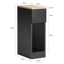 SoBuy Mesilla de noche con cajón para cama con somier, mesa de sofá, mesa auxiliar, mesa estrecha para teléfono, mesita de noche, mesita de noche, An x Al x Pr aprox.: 20 x 60 x 35 cm FBT111x2 - Negro - Ver 3
