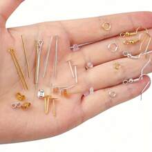 2000pcs/Set Earring Making Accessories Kit, Include Hypoallergenic Earring Hooks, Findings, Backs, Jump Rings, Suitable For Jewelry Making, Bracelet, Necklace, And Phone Charms