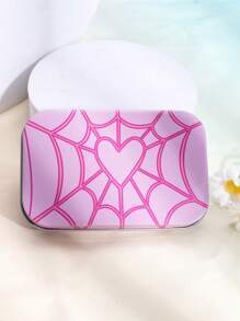 1 件，马口铁便携式桌面珠宝收纳盒，珠宝收纳盒，最佳礼物，时尚多功能，带有各种图案，如花朵、草莓、冲浪、骷髅、心形、蘑菇、蝙蝠等，送给妈妈的礼物 - 彩色 - 查看 7