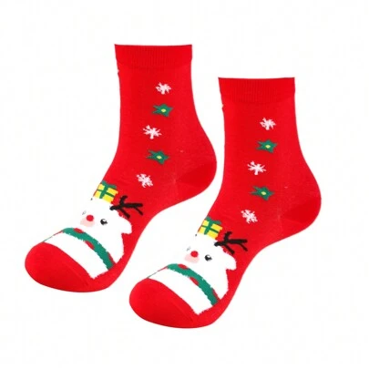 Women Christmas Mid-Tube Socks Autumn Winter Santa Claus Elk Warm Cozy Stockings