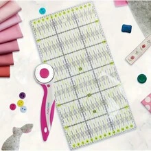 Quilting Ruler 5.9" X 11.8" Sewing Acrylic Ruler Anti-Slip Metric Ruler DIY Quilting Tools With Clear Printed Lines For Precise Cutting - Mint Green - View 7