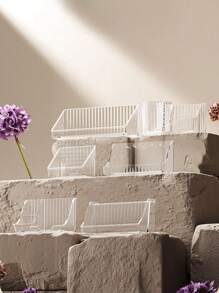 1 件壁挂式浴室梳妆台收纳盒，透明多层斜置镜柜架，可放置化妆品、口红、珠宝