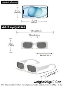 1 件女士亚克力休闲小矩形时尚白色眼镜，适合节日出游、节日礼物和日常生活装扮 - 彩色 - 查看 5