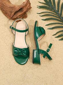 Korean Style Fashion Girls' Flat Bowknot Sandals, Spring/Summer - Green - View 2