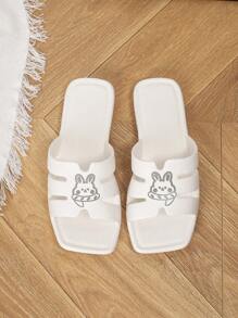 Women's Flat Sandals, Fashion Outdoor & Indoor Bathroom/Shower EVA One-Piece Lightweight White Slippers For Summer - White - View 7