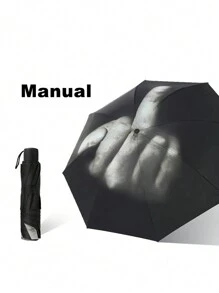 Ombrello pieghevole divertente con design del dito medio, regalo creativo e unico per uomini e donne, nero (design del dito medio), accessorio moderno per la fotografia - Multicolore - Visualizzare 5