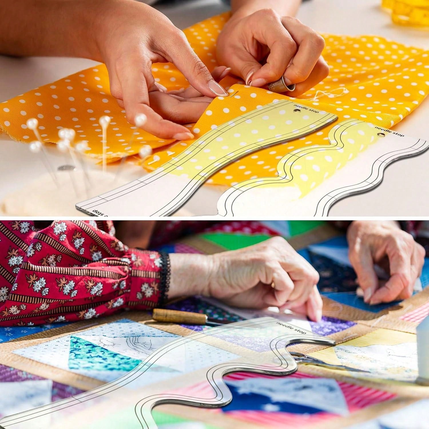 5 Pcs Quilting Ruler And Templates 9.5 Inches Waves Ruler Acrylic ...