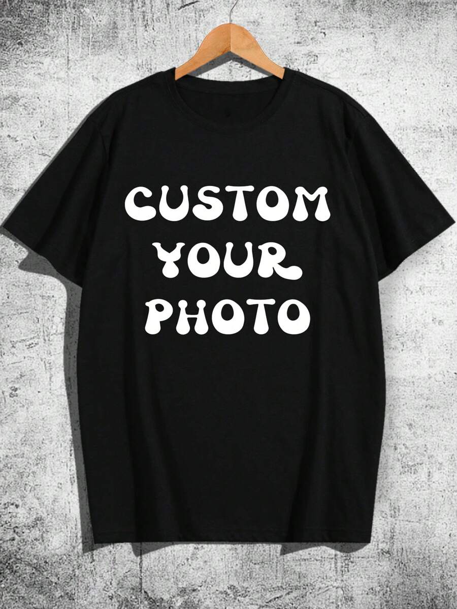 Áo thun nam in ảnh Giáng sinh theo yêu cầu, tải ảnh của bạn/ảnh nhóm/người yêu/bạn thân/thú cưng/phong cảnh, in ảnh cá nhân hóa, áo thun đen nam, sinh nhật/Giáng sinh/Ngày Valentine, Giáng sinh tùy chỉnh, quà tặng ngày lễ, quà kỷ niệm, đồng phục xây dựng đội nhóm công ty, lễ hội âm nhạc, quà tặng cho phái nam, áo thun nam cổ tròn tay ngắn, tiệc tùng - màu đen - Xem 1