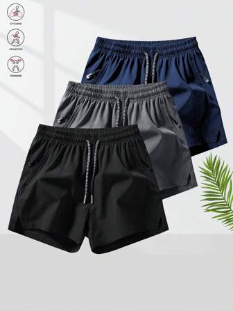 3 pares de shorts deportivos para hombre, shorts de playa de secado rápido y transpirables, para primavera/verano