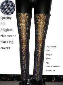 Sexy Fishnet Leg Sleeves Com Strass - Acessório Glam para Boate