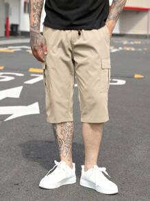 New Summer Style Men's Loose-Fit Workwear 3/4 Length Pants, Casual And Versatile Japanese Style Cargo Pants