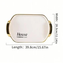 1pc 39cm Luxury Double-Ear Tray, Suitable For Home, Hotel, Restaurant To Hold Teacups, Snacks, Fruits, Desserts, Decors, Water Cups Etc.