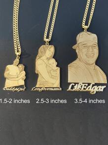 这款个性化照片订婚项链可添加文字，采用可定制照片雕刻、18K金人像吊坠，并可定制家人/宠物照片。是完美的礼物之选，配有精美礼盒，适合日常佩戴和情人节。 - 金色 - 查看 5