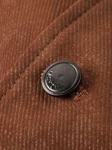 LEDUNTINO 男士时尚纽扣休闲户外皮夹克，运动风，纯色，翻领，送给丈夫/男友的礼物，男士春秋防风皮夹克外套，多口袋，街头风，机车风，男士春秋皮夹克服装，保暖内衬，冬季 - 棕色 - 查看 6