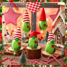 Christmas Faceless Doll Doll Decoration-8pcs-Green-15*7.6CM