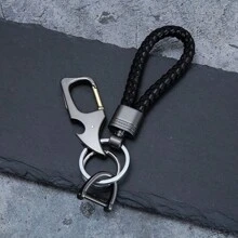 1pc Metal High-Quality Anti-Lost Keychain Keyring, Creative Car Key Chain Car Accessories Bag Charm School - Black - View 6