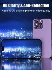3-In-1 Set: 2pcs Purple Light Anti-Peep Tempered Glass Screen Protector + 1pc Purple Glitter Lens Protector, Privacy Protection Compatible With Iphone 11/12/13/14 Pro Max/15 Pro Max/16 Gift For Birthday, Family, Friends Anti-Spy, Phone Screen Protector, Phone Accessories