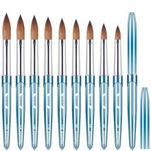 Pincel de uñas Kolinsky adecuado para aplicaciones acrílicas, herramienta de extensión de uñas, bolígrafo para dibujo de rayas en uñas - Azul - Ver 8