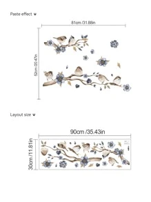 mama look 1 件中国风鸟、树枝和花朵墙贴花，客厅、门厅、卧室装饰墙贴，可移除 PVC 壁纸房间装饰家居装饰墙壁装饰浴室装饰卧室装饰房间装饰用品客厅装饰家居装饰客厅墙纸贴纸个性化贴纸 - 彩色 - 查看 5