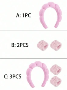 3pcs Face Wash Moisture-Proof Three Pieces Coral Velvet Absorbent Headband Headband Wrist Strap Women's Wash Skincare Moisture-Proof Tool