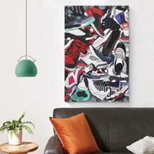 1pcs Framed Fashion Aesthetic Sneakers Art Poster Painting Canvas Print, Cool Shoe Store Decoration Suitable For Living Room Bathroom Bedroom Hotel Apartment Villa Gallery Teenager Room Shopping Mall Shoe Cabinet Classroom Home Office Wall Decoration Ready To Hang - 彩色 - 查看 2