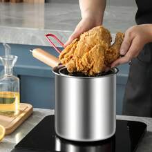 Hoogwaardige frituurpan met mandfilter, roestvrij staal 304 voor contact met levensmiddelen, grote capaciteit verhoogd, potset met filter, kookpan met filter, snel aftappen, compatibel met verschillende fornuizen, keukengebruik, geschikt voor friet, gebakken kip, noedels en dumplings