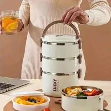 Reusable Divided Bento Lunch Box Set, Microwave & Dishwasher Safe, Leakproof, Portable Large Capacity Food Container With Fork And Spoon, With Leakproof, For Office, Cafeteria, Backyard, Home Kitchen