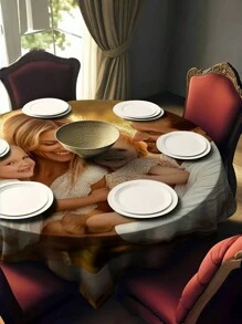 Nappe ronde personnalisée, 2 tailles disponibles, photo de famille, motifs de décoration de fête, convient pour la décoration de fête, cadeau pour les amis, décoration de table de salle à manger intérieure/extérieure pour les rassemblements et les festivals