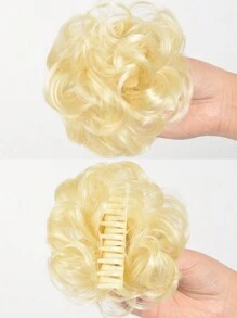 1 Pieza Accesorio para el cabello tipo moño despeinado con pinza de garra, moño rizado sintético y con coleta, pieza de extensión de cabello de recogido desordenado para uso diario de mujeres, color negro/marrón - Multicolor - Ver 11