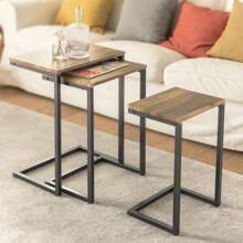 SoBuy FBT102-F, Nesting Tables Set Of 3 Coffee Tables Side Tables End Tables Living Room Tables Stacking Side Tables - Brown - View 4