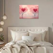 Valentine's Day Floating Heart Canvas Painting With Wooden Frame, Romantic Theme Living Room And Bedroom Wall Art - 1 Piece Of Wood Framed Oil Painting (3) Thickness 2.25 Cm/0.9 Inch, Home Gift Decoration, Room Decoration Aesthetic, Wall Decoration Art, Perfect Gift, Autumn And Winter Wall Decoration, Living Room Decoration, Bedroom Decoration, Kitchen Decoration, Entry Decoration, Bathroom Decoration, Direct Wall Painting, High Quality Wall Painting Poster