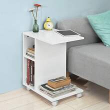 SoBuy FBT48-W Side Table With Slot For IPad, Magazine Rack, Coffee Table With Wheels, White, Approx. 45x58x35cm (WxHxD). - White - View 5